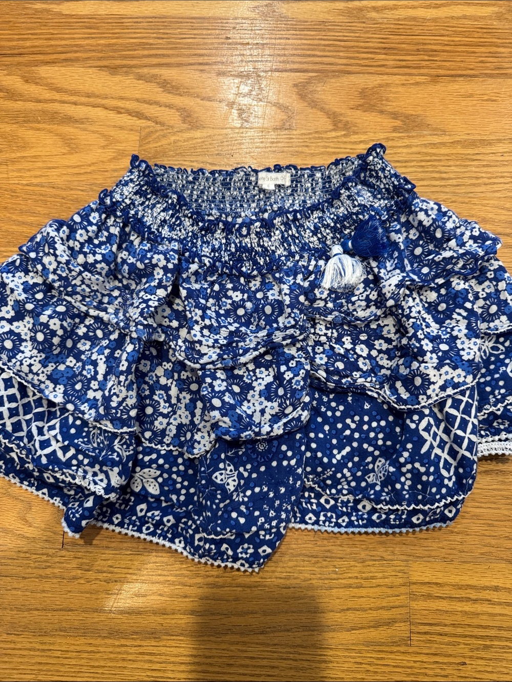 Poupette St. Barth Blue Floral Ruffle girls skirt.